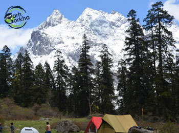 Har ki dun trek after kalkatiya dhar offers the majestic peak views towering upfront.